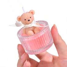 1个可爱小熊蜡烛，萌萌的小熊生日礼物，家居装饰烛台，非常适合情人节、母亲节、室内装饰、毕业礼物和送给女性的礼物。 - 小玻璃小熊 - 查看 6