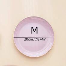 1pc New Luxury Round Gold-Rimmed Tray, Multi-Purpose Cake/Snack/Fruit Serving Platter, Bone Dish Holder - Mauve Purple - View 8
