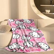 SANRIO 1件 Hello Kitty 主題客製化毛毯，可個性化姓名定制，以 Hello Kitty 為主角搭配愛心元素，可愛甜美風格，柔軟舒適，可機洗，適用於沙發、床鋪、旅行，送給家人朋友的完美禮物 - 彩色 - 查看 8