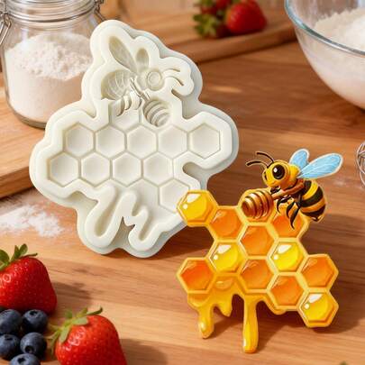 Honeycomb Chocolate Cake Decorating Silicone Mold, Easy Release Honey Jar Frosting Mold, Practical Baking Silicone Mold, Suitable For Making Cupcake Decorations, Cookies, Gum, Jelly, Pudding, Sugar Art, Creative Polymer Clay, Soap, Resin, Candles, Resin Crafts