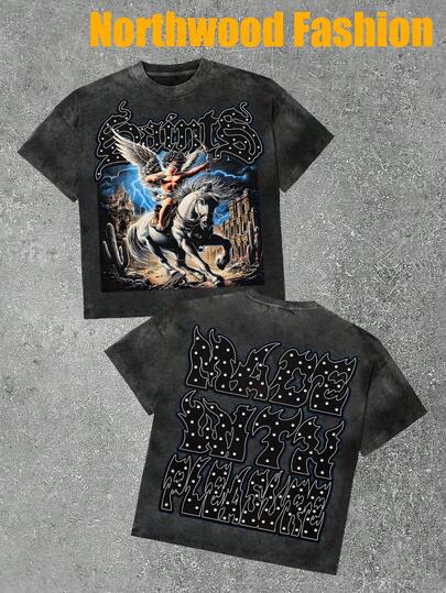 Saints Ride With Pleasure, Cotton T-Shirt, Wash-Worn Vintage Style, Machine Washable, Unisex, Suitable For Casual Outings