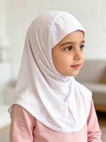 1pc Girls' Bali Chiffon Printed Headscarf, Elastic & Comfortable Ramadan Hijab, Halal Headwear For Daily & Ramadan Wear - 1PC - View 2