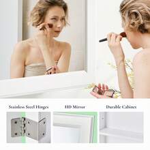 OLIXIS Medicine Mirror Cabinet For Bathroom, Surface And Recessed Mount - White - View 4