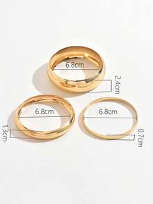 3pcs/Set Exaggerated Multi-Layer Smooth Bangle Bracelet Set For Women - Geometry - View 6