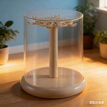 1个360°旋转毛绒娃娃收纳盒，适用于La-Bubu品牌，亚克力防尘收纳柜，圆柱形旋转展示架，可放置娃娃吊坠，可爱怪兽毛绒娃娃收纳盒（不含娃娃），毛绒娃娃旋转展示盒 | 娃娃收纳整理盒，娃娃展示盒，圣诞派对礼物 - 彩色 - 查看 2