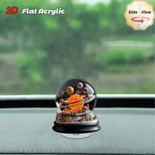 2D Flat, 1pc Rotating Solar System Snow Globe, Acrylic Glass Dome - Rotating Planet Model With Sun And 9 Major Planets Display, Suitable For Outdoor Desk Decor - Educational Astronomy Desktop Accessory, For Office, Room - Space Themed Gift, 2D Flat - Colorful - View 7