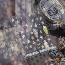 Metal Nail Art Stickers Simple Style Ice Transparent Nail Stickers Plaid Star Jewelry Stickers Nail Art Girls Nail Art Decoration Stickers - 彩色 - 查看 5