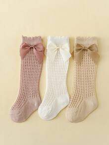 3雙嬰兒綁結蝴蝶結裝飾襪子 - 彩色 - 查看 10