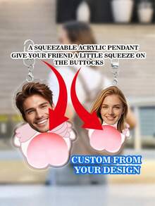 1Pc Custom Acrylic Keychains Shaped Like A Cute Butt Can Be Great Gifts For Friends Or As Backpack Additions - Multicolor - View 5