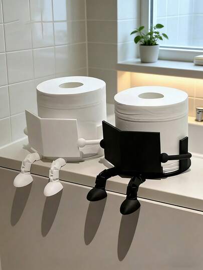 创意人形厕纸架 - 有趣的坐姿设计，ABS树脂材质，浴室纸巾收纳柜/独特家居装饰/桌面收纳架，适用于浴室/卧室/客厅，送给朋友/家人/主人的礼物，简约风格（厕纸架/浴室收纳架/趣味家居装饰/新奇礼物/独特礼物/浴室配件/桌面收纳架）