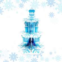 三层蓝色城堡雪花纸杯蛋糕架 | 冰雪奇缘主题冬季仙境甜点展示架，适合公主生日派对用品 - 雪花蛋糕架 - 查看 8