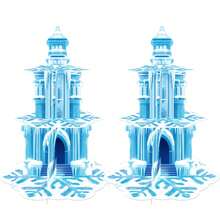 三层蓝色城堡雪花纸杯蛋糕架 | 冰雪奇缘主题冬季仙境甜点展示架，适合公主生日派对用品 - 雪花蛋糕架 - 查看 7