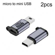 WOWSSYO Alloy Solid Color Material 2 Packs Type-C/Micro Adapter Mini USB 2.0 To USB C Or Micro Adapter 480Mbps High-Speed Data Transfer USB-C To Mini USB Converter For Digital Cameras Hard Drives Recorders Compatible With IPhone Support Charging And Data Transfer Aluminium Alloy For Extra Durability Spring Gift Birthday Anniversary - Silver - View 9