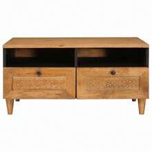 CROISSANCE Table basse Marron Clair 80 x 54 x 40 cm Bois d'acacia massif - Tabac - Voir 4