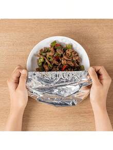50个可重复使用的铝箔盖，桌面食物保温袋，食物保鲜袋，厨房收纳袋，家用塑料包装袋，接触式，剩菜储存袋，厨房食物保鲜保温盖，适用于碗、盘、餐具，保持食物温暖、新鲜、防尘，食品保鲜设备 - 查看 8