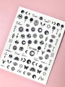 2pcs Tarot Witchy Gothic Nail Art Sticker/ Sun Moon Decal/ Black Magic/ Nail Adhesive - Multicolor - View 2