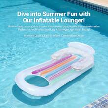Cama flotante inflable para piscina, tumbona de piscina con reposacabezas, cama de agua inflable con respaldo, estera de playa (bomba de aire no incluida) - Multicolor - Ver 4
