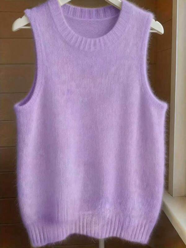 Women's Solid Color Round Neck Casual Versatile Daily Wear Knit Top Spring