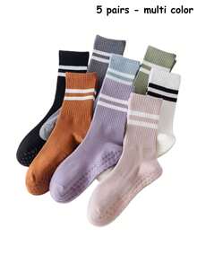 6 Pairs/Pack Pula Unisex Non-Slip Socks, Colorful Yoga Socks, Pilates Grip Socks, Non-Slip Breathable Yoga Socks, Suitable For Ballet And Yoga, Gift For Family And Friends (Christmas, New Year) (6/3/1 Pairs) - Multicolor - View 10