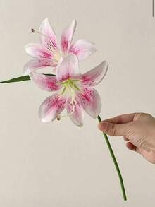 6/1pc 32cm Artificial Pale Pink Lily Flower, Silk Flower Decor For Home, Wedding, Birthday Party, Dining Table, Garden, Bridal Bouquet, Classroom Decoration - Baby Pink - View 6