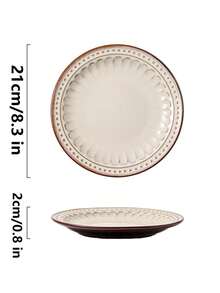 2pcs 8.3 Inch Vintage Embossed Ceramic Dinner Plates, Luxury European Style Ceramic Plate Set, Household Dining Ceramic Round Serving Platters, Minimalist Large Plates, Salad Plate And Steak Plate Tableware Set, Dessert Plate, Pasta Plate, Kitchen & Dining Ceramic Dinnerware, Bread Plate, Suitable For Home Kitchen, Dining Party, Kitchen Supplies, Tableware Accessories, Oven And Microwave - Multicolor - View 15