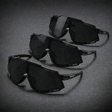 3pcs Semi-Rimless Glasses Sets, Hollow-Out One-Piece Lens Black Frame Night Vision Glasses, Suitable For Driving, Beach, Casual And Various Activities, Best Gift - Multicolor - View 3