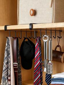 2pcs Iron Hook, 6 Hooks/12 Hooks, Mugs, Coffee Cups, Cup Holders, Kitchen Tools, Hats, Scarf Storage Racks, Suitable For Use Under Kitchen Bars, Coffee Bars, Wardrobes, And Cabinets - One Size - View 9