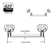 Tindik Barbel Permukaan Datar Titanium G23 dengan Ulir Internal 14G 5mm, Bezel Datar, Permukaan Atas Kristal, Ukuran Barbel - MultiWarna - View 23