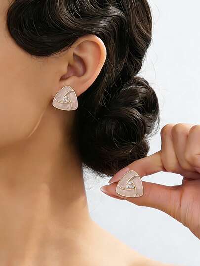 1对几何水晶吊坠三角形耳环（女士款）