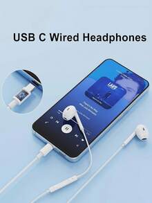 有线高保真立体声耳机，带麦克风和音量控制，USB-C接口，兼容 15/16 Pro/17 Air/17 Pro Max、Pro、S25/S24/S23/S22/S21、Pixel 9/8/7/6，符合人体工学的入耳式设计，塑料材质，不防水，防噪音，带音量按钮控制，USB-C有线耳机 | 防噪音+高保真立体声低延迟，适用于 15 Pro Max/其他Type-C/USB-C设备，全能游戏和媒体耳机 - 查看 4