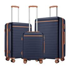Suitcase Cabin Size Carry On 20 24 28 Inch 3 Piece Set Hard Shell Lightweight Spinner Wheels Combination Lock Telescopic Handle Travel Luggage - Navy Blue - View 11