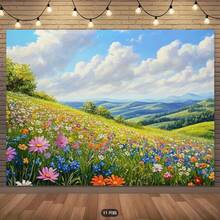 Spring Background Cloth, With Rich Wildflowers And Green, Is Very Suitable For Birthdays, Weddings, Anniversaries, Photography Studios And Summer Parties. Wedding Background | Vivid Flower Design | - 9 - View 1