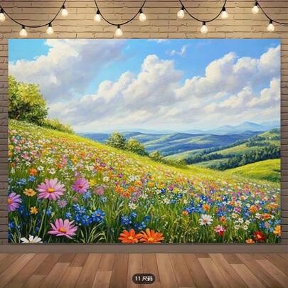 Spring Background Cloth, With Rich Wildflowers And Green, Is Very Suitable For Birthdays, Weddings, Anniversaries, Photography Studios And Summer Parties. Wedding Background | Vivid Flower Design |