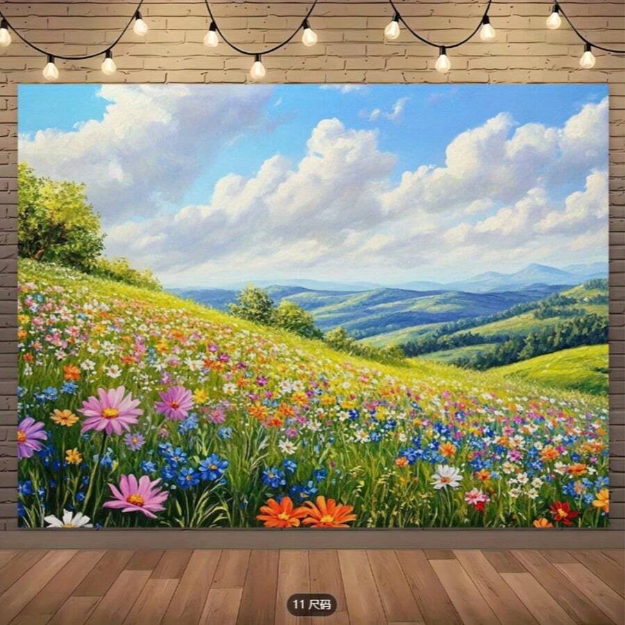 Spring Background Cloth, With Rich Wildflowers And Green, Is Very Suitable For Birthdays, Weddings, Anniversaries, Photography Studios And Summer Parties. Wedding Background | Vivid Flower Design | - 9 - View 1