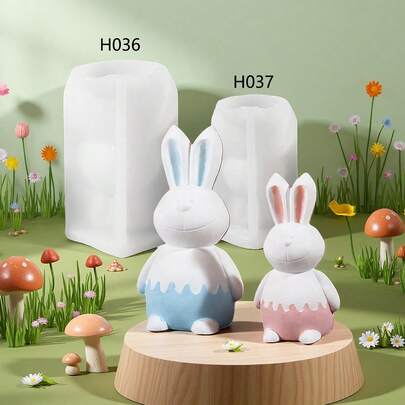 Broken Eggshell Rabbit Candle Mold, Silicone Mold For DIY Easter Rabbit Scented Candle
