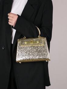 2026 New High-End Fashion Women's Elegant Palm Print Handbag, OL Commuter Versatile Work Bag, Luxury Chic Structured Small Square Bag, Versatile Commuter Stylish Shoulder/Crossbody Bag - Multicolor - View 7