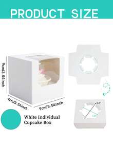 20 hộp đựng bánh cupcake đơn đã lắp ráp sẵn, kích thước 3.5"X3.5"X3.5", kèm khay bên trong, thích hợp cho tiệc cupcake và muffin. - Xem 3