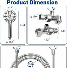 YUNRUICHI Handheld Shower Head With Hose High Pressure 7 Spray Settings  Alloy Bathroom Shower Head Strong Water Flow For Modern Home Shower - White - View 5