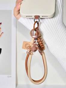 Bộ gioăng chống sốc cho ốp lưng điện thoại, dây đeo điện thoại bằng nylon bện, dây đeo cổ tay có thể tháo rời, mặt dây chuyền hình ngôi sao rỗng, móc khóa điện thoại, phụ kiện túi xách thanh lịch, sáng tạo, quà tặng sinh nhật mùa xuân. - Dây thừng ngắn màu nâu kaki + mặt dây chuyền hình ngôi sao - Xem 6