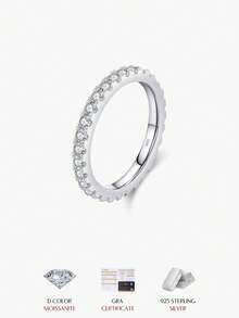 MODIAN Cincin Tumpuk Pita Moissanite Warna D Mewah untuk Wanita, Perhiasan Pernikahan Perak Sterling 925 Asli dengan Kotak Hadiah yang Indah - Perak - View 1