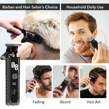 Hailicare 黑色电动理发器，带数字显示屏，专业理发器，快速充电，电池续航时间长，双充电，精密刀片，家用/沙龙用渐变理发器 - 查看 10