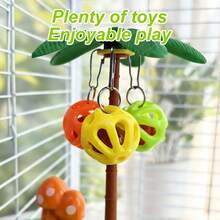 1 pieza Percha con campana en forma de nube/palmera, juguete para trepar y rascar para loros, plataforma de salto para entretenimiento, plataforma de salto para hámsters, decoración de jaula de pájaros, estante de descanso para loros, adecuado para pájaros y mascotas pequeñas en todas las estaciones - Multicolor - Ver 12