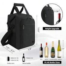 ALLCAMP Bolsa de regalo de vino de 4 botellas enfriador de bolsa aislado correa ajustable incluye 4 copas de vino servilletas y sacacorchos regalo de viaje portátil negro - Negro azabache - Ver 4