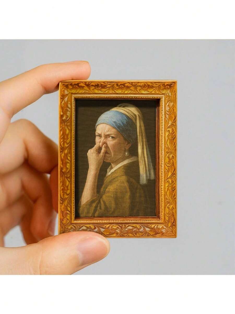 1 pieza "¿Qué es ese olor?" Imán de nevera de madera, Pendientes de perla mini para niña, Pintura decorativa mini de madera, Imán decorativo divertido, Pegatina magnética para notas para el hogar, Regalo único y artículos esenciales de cocina