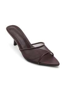 Mules et Escarpins Slingback à Voile de Mesh – L’Audace de la Transparence - 棕色 - 查看 2
