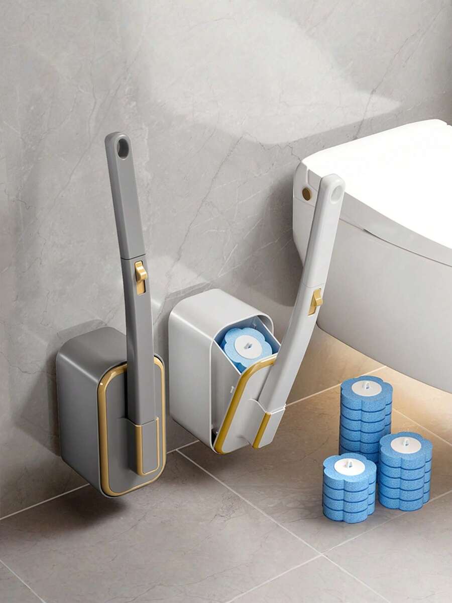 Bộ cọ vệ sinh nhà vệ sinh cao cấp, đầu cọ thay thế dùng một lần, cọ treo tường, bộ dụng cụ vệ sinh phòng tắm, 3 màu đầu cọ thay thế, dễ dàng loại bỏ vết bẩn trong bồn cầu, làm sạch các góc phòng tắm, thích hợp cho gia đình, ký túc xá.