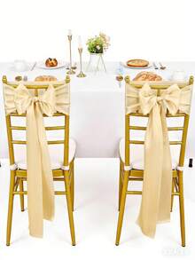 10pcs Satin Chair Back Bow Ribbons, Silk Wedding Chair Bow Sash, Silk Dining Chair Waist Bow Decor Ribbons, Suitable For Home Reception, Kitchen Dining Room, Banquet, Birthday, Baby Shower, Bridal Shower, Hotel Party And Other Occasions Chair Decoration. - Multicolor - View 5