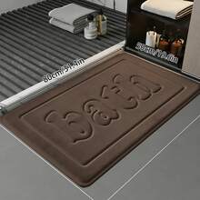 1pc Memory Foam Flannel Bath Mat, Non-Slip Absorbent Bathroom Rug Carpet - Brown - View 12