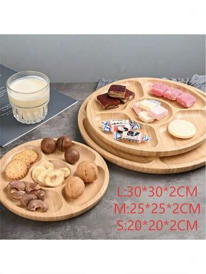 Five-Piece Bamboo Dinnerware Set - Suitable For Holding Cheese, Fruits And Appetizers - A Kitchen Decoration For Parties And Family Meals - May Have Slight Color Variations