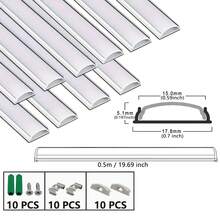 10 piezas de 50 cm Canal de aluminio flexible LED, pantalla de lámpara de aluminio blanco ultradelgada y plata, carcasa de aluminio flexible, incluye clips de montaje y tornillos, adecuado para instalación de tiras de iluminación, decoración del hogar, iluminación de gabinete - Perfiles de aluminio flexibles - Ver 1